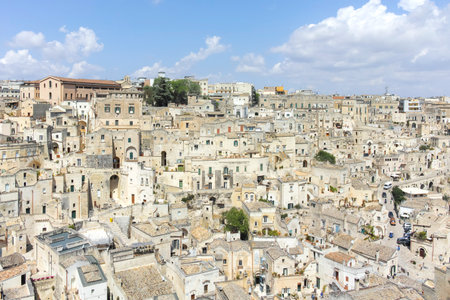 MATERA, ITALY - MAY 14, 2024: Amazing view of The Old town of Matera, Basilicata Region, Italy