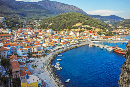 PARGA, GREECE - AUGUST 5, 2024: Amazing Summer view of Town of Parga, Epirus, Greeceのeditorial素材