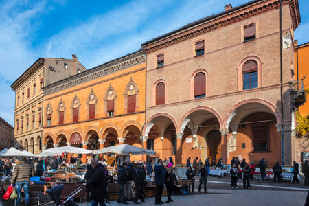 BOLOGNA, ITALY - DECEMBER 07, 2024: Panorama of The Old Town of city of Bologna, Emilia-Romagna...