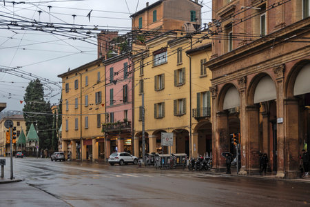 BOLOGNA, ITALY - DECEMBER 07, 2024: Panorama of The Old Town of city of Bologna, Emilia-Romagna Region, Italyのeditorial素材