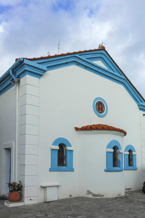 PORTO LAGOS, GREECE - DECEMBER 26, 2023: Saint Nicholas Monastery located on two islands in Porto Lagos, East Macedonia and Thrace, Greeceのeditorial素材