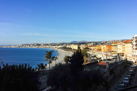 NICE, FRANCE - JANUARY 25, 2024: Amazing Panorama of city of Nice, Provence Alpes-Cote d'Azur, Franceのeditorial素材
