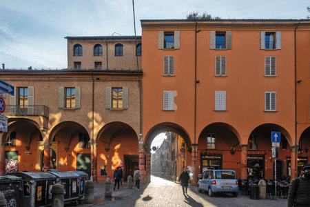 BOLOGNA, ITALY - DECEMBER 07, 2024: Panorama of The Old Town of city of Bologna, Emilia-Romagna...