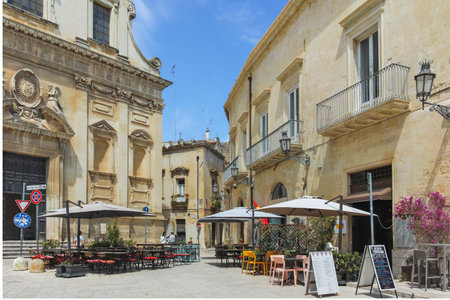 LECCE, ITALY - MAY 12, 2024: Amazing view of The Old town of Lecce, Apulia Region, Italyの写真素材