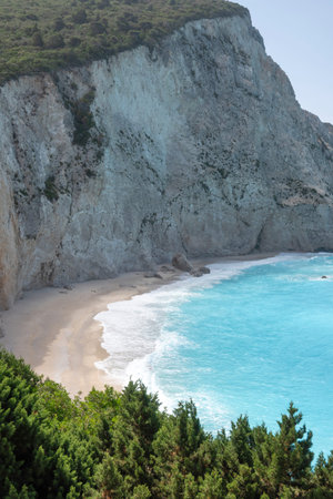 Amazing Panorama of Lefkada Coastline near Porto Katsiki beach, Ionian Islands, Greeceの写真素材