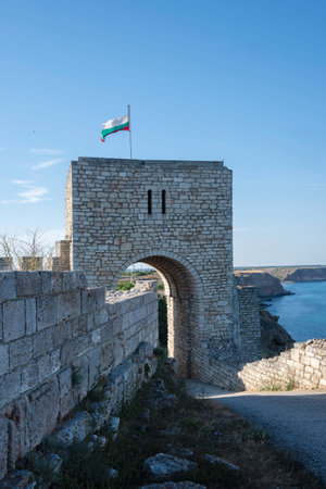 Black sea coastline and Ancient ruins at Kaliakra cape, Dobrich Region, Bulgariaの写真素材