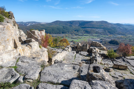 Autumn view of Ruins of Ancient thracian city of Perperikon, Kardzhali Region, Bulgar