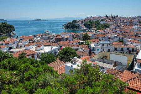Amazing panorama of The town of Skiathos, Sporades, Thessaly, Greece