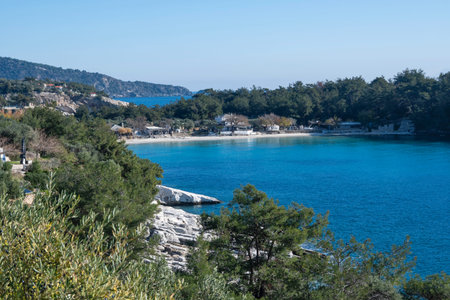 Amazing Landscape of coastline of Thassos island, East Macedonia and Thrace, Greeceの写真素材