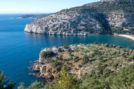 Amazing Landscape of coastline of Thassos island, East Macedonia and Thrace, Greeceの写真素材
