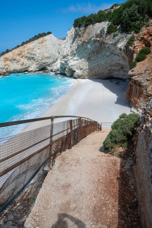 Amazing Panorama of Lefkada Coastline near Porto Katsiki beach, Ionian Islands, Greece