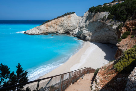 Amazing Panorama of Lefkada Coastline near Porto Katsiki beach, Ionian Islands, Greece