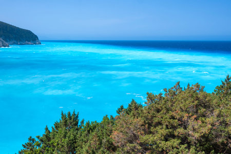 Amazing Panorama of Lefkada Coastline near Porto Katsiki beach, Ionian Islands, Greece