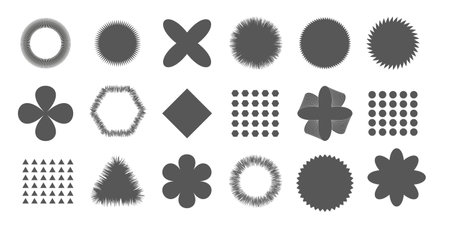 geometry set. Abstract geometric shapes set. Modern illustration: set of elements for minimalist print, poster, decor, flat design Vector. Graphics elements collection for poster, cover, art, presentation, prints, fabric, wallpaper and etc.のイラスト素材