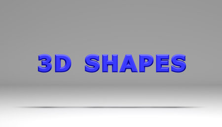 3d letters word Shapes. Stylish wallpaper with volumetric blue letters on gray background. flying text.の写真素材