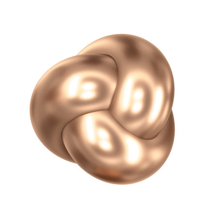 Infinite three dimensional shape, 3d rendering. 3D Rendering Metal infinite torus knot isolated on white background.の写真素材
