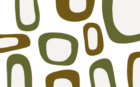 Hand drawn linear abstract design elements in olive colors. Organic oval shapes on a white background. Cover template in a minimalist style.の写真素材