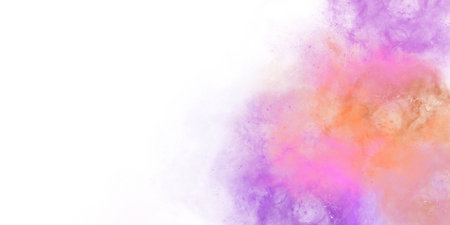 Purple, abstract spay illustration with empty space for text, design. Bright watercolor frame for postcard, website, invitation design.の写真素材