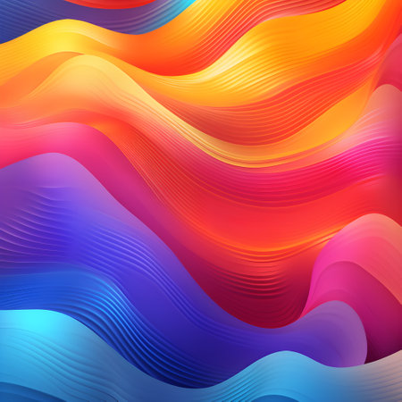 Abstract colored bright background. multicolored waves. Rainbow pattern for interior design, poster background, book cover. AI generatedの素材