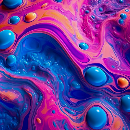 Abstract multi-colored grunge background, liquid texture. Psychedelic illustration. multicolored figures. Contemporary art for interior design, poster background, book cover. AI generatedの素材
