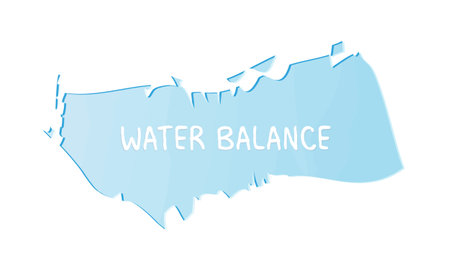 water balance. Inspirational quote on blue watercolor stripes. Motivational poster design. body and mind. Drink water lettering on blue watercolor background. Motivation hydration quote. care advice poster.のイラスト素材