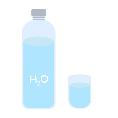 water bottle and glass. Flat icon isolated on white background. vector illustration. Eps 10のイラスト素材
