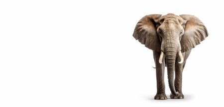Desert elephants, the phenomenon of Mali. Elephant on a white background with space for text. Generative AI.の素材