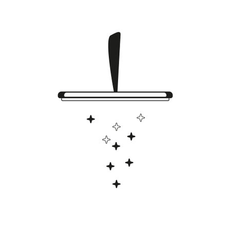 window cleaning glass service, cleaning and maintenance. Windows cleaning tool line icon or logo. Cartoon washes, hygiene vector. Washing glass with a squeegee icon or symbol. Clean or clean up tools.のイラスト素材