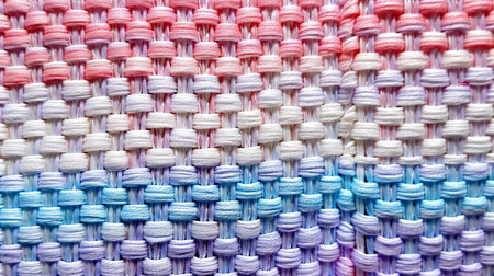 Colorful knitted pattern as background. Textile texture. Close-up image. Multicolored Yarn texture for background, wallpaper, wrapping paper, web page backdrop, winter design.の素材