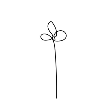 Black and white background. continuous line doodle floral outline. Minimalism. Drawing for coloring book, print. vector symbol.のイラスト素材
