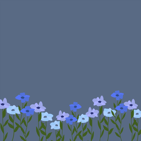 Floral decor. periwinkle flower. Vinca minor. Wild blue flowers on a dark gray background. flower vector illustration. Fritillaria. Medical plants.のイラスト素材