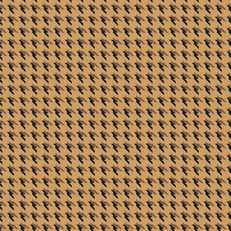 Goose foot. Pattern of crows feet in brown and biege. Checkered background. Seamless fabric texture. Vector Illustration.のイラスト素材