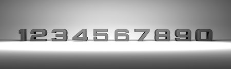 Set of arabic numbers, numbers from 1 to 0, isolated on white background, 3d render illustration....