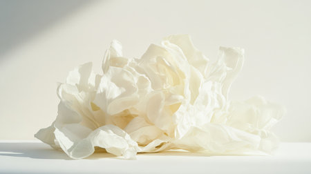 White displays its delicate, textured leaves against a softly lit white background.
