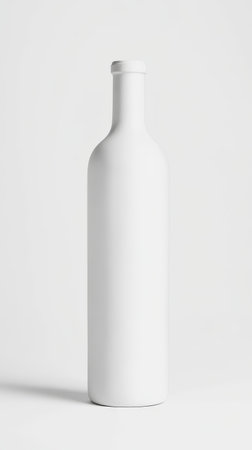A smooth, white bottle stands upright against a plain backdrop, capturing attention with its clean lines and modern aesthetic, perfect for design enthusiasts.の写真素材