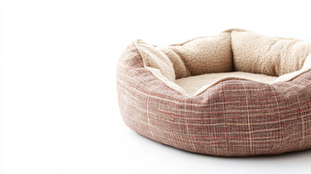 Plush pet bed in neutral tones offers a comfortable resting spot for pets, enhancing any living space or pet area.の素材