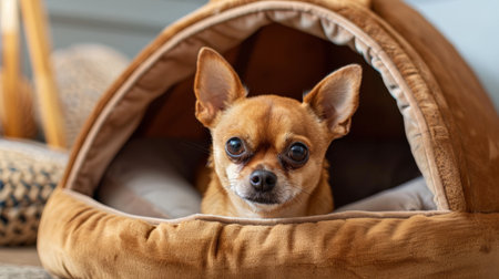 Soft enclosed cave-style bed offers a comfortable retreat for small dogs, ensuring warmth and security in a home setting.の素材