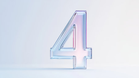 The transparent number four stands out with its clean lines and modern appeal, highlighting a contemporary, minimalistic design approach.の素材