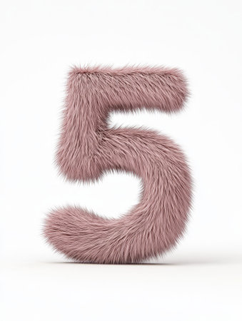 Number five features a fluffy shape and short hair, creating an adorable and playful design perfect for decor or children's items.の素材