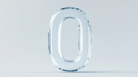 A transparent zero stands prominently against a light backdrop, showing its clean lines and smooth edges in a minimalistic setting.の素材