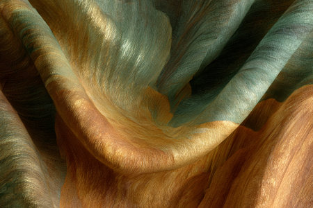 Delicate swirls of color blend together, showing a creative fabric design inspired by nature's leaf elements, evoking a sense of elegance and style.の素材