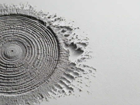 Textured circular patterns create an intricate design on a gray background, highlighting craftsmanship and natural beauty in a visually striking manner.の素材