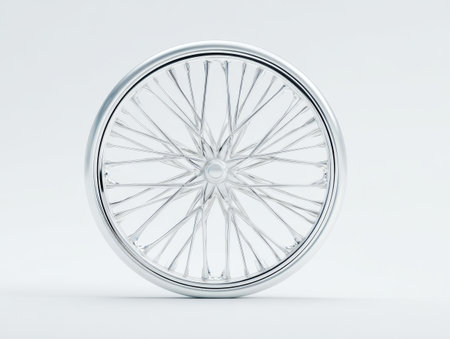 A clear circular glass piece features a star-like pattern beautifully cut into its surface, resting on a plain white background, emphasizing its design and texture.の素材