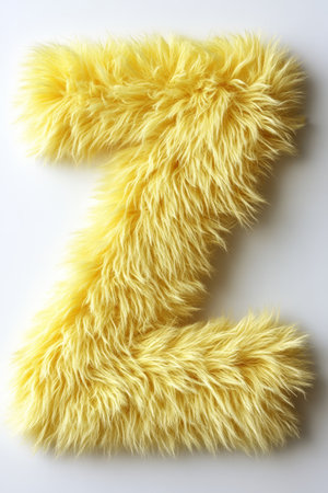Fluffy yellow letter Z sits prominently on a clean white background, perfect for decoration or creative projects.の素材