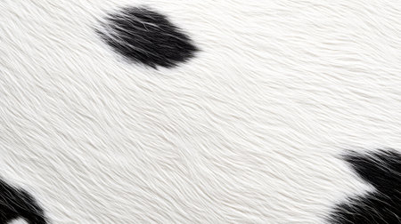 Detailed close-up of a cow's hide reveals the unique black and white pattern, offering insight into the animal's natural beauty and texture.の素材