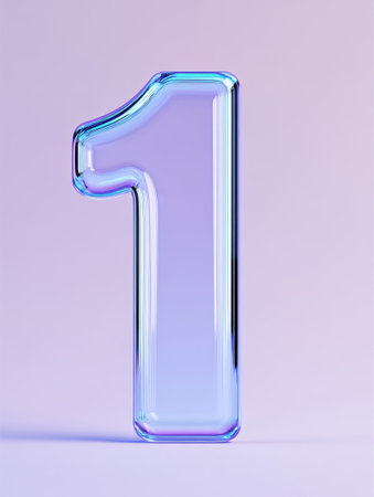 This striking glass number one has a sleek design that stands out against a pastel backdrop, showing its modern style.の素材