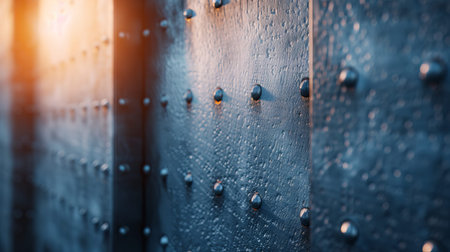 A strong door with secured bolts protects a database vault that contains important information with encryption features for safety and access control.の写真素材