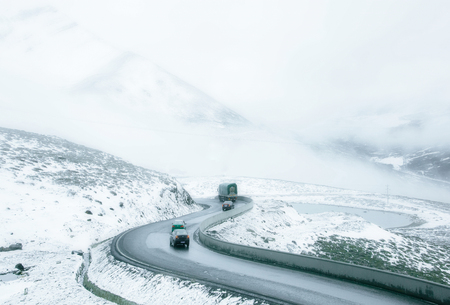 Snow Mountain Highway sceneryのeditorial素材
