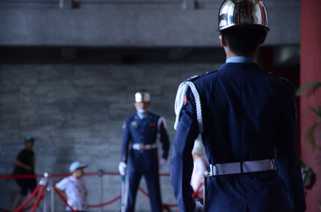 Soldier at the Sun Yat-sen Memorial Hall in Taiwanのeditorial素材