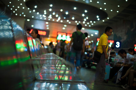 Seats in the Chengdu Railway Stationのeditorial素材